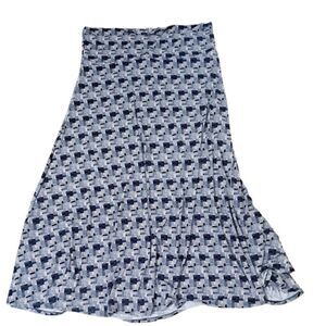 LulaRoe Women's Geometric Print Black Lavender  Maxi Modest Casual Skirt sz 3XL